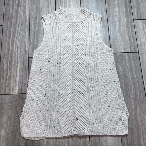 TALBOTS WOMENS PULLOVER TUNIC SWEATER KNITTED ROUND NECK LONG SLEEVE WHITE SZ S - Picture 1 of 6